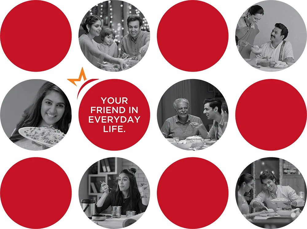 Collage of families and friends enjoying Orkla India meals together